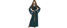 Location robe médiévale verte Isabeau en velours pour adulte chez Be Happy
