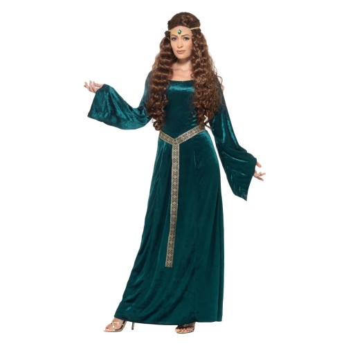Location robe médiévale verte Isabeau en velours pour adulte chez Be Happy