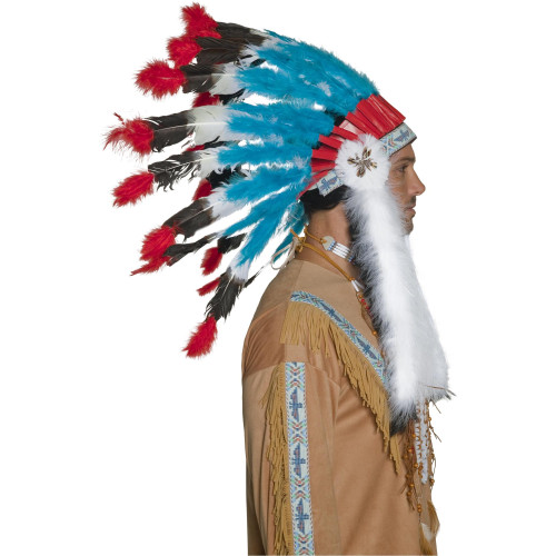 Coiffe chef indien d'amérique à plumes pour adulte en location chez Be Happy