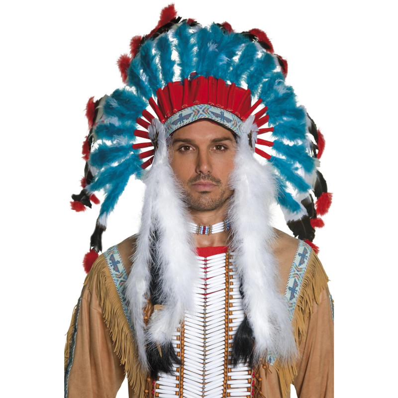 Coiffe chef indien d'amérique à plumes pour adulte en location chez Be Happy