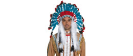 Coiffe chef indien d'amérique à plumes pour adulte en location chez Be Happy