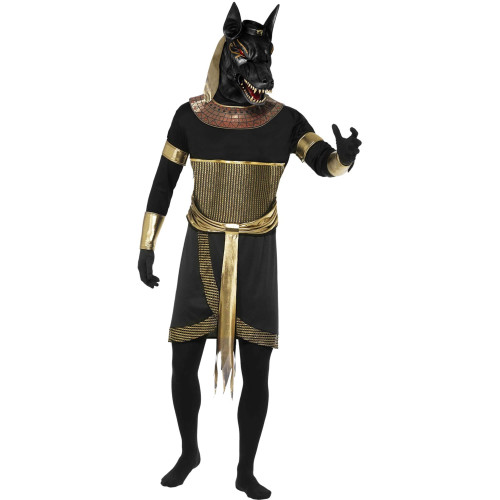 Location déguisement dieu égyptien Anubis, chacal noir adulte chez Be Happy