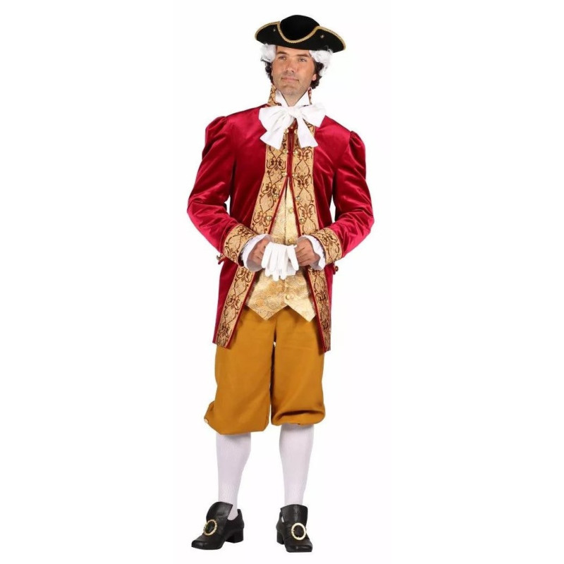 Location costume époque Versailles homme louis 16 luxe bordeaux et doré chez Be Happy