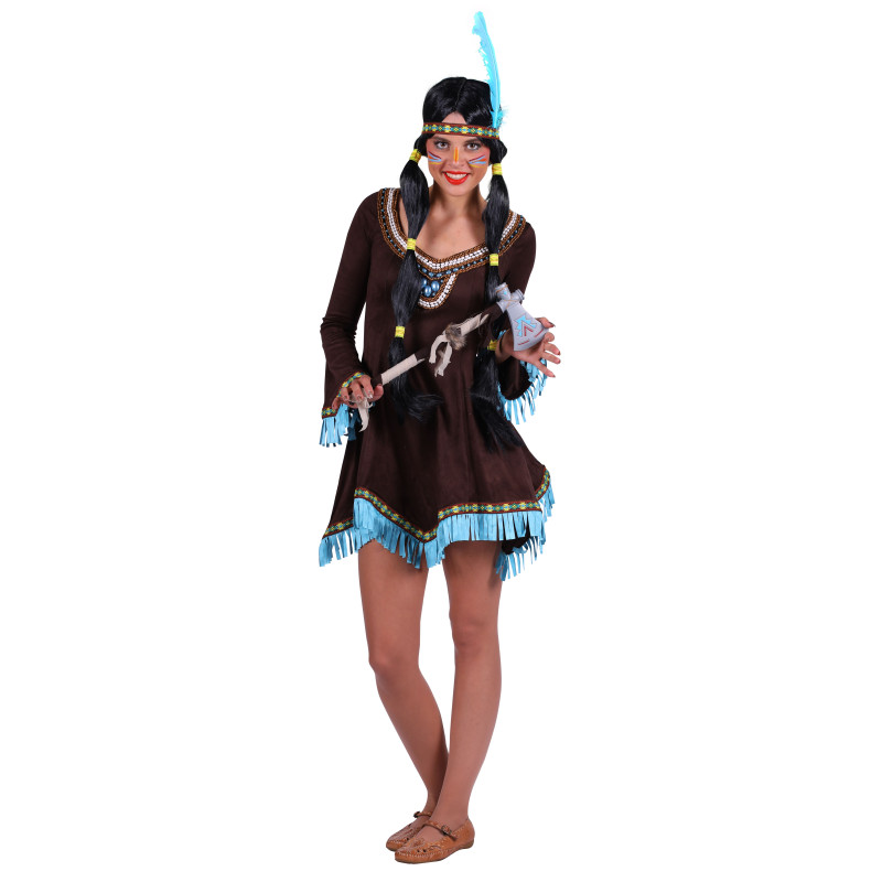 Location robe indienne d'Amérique sioux bleu Chimalis pour adulte à Be Happy