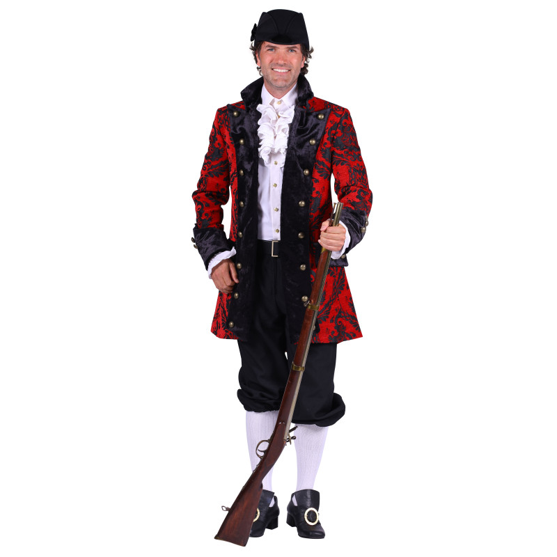 Location veste marquis royale rouge en brocart, veste 18ème siècle pour adulte chez Be Happy