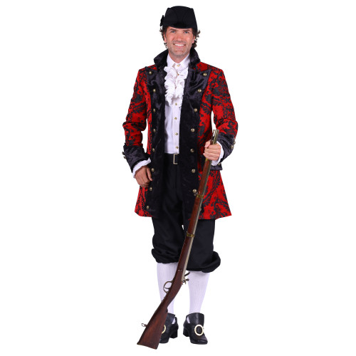 Location veste marquis royale rouge en brocart, veste 18ème siècle pour adulte chez Be Happy