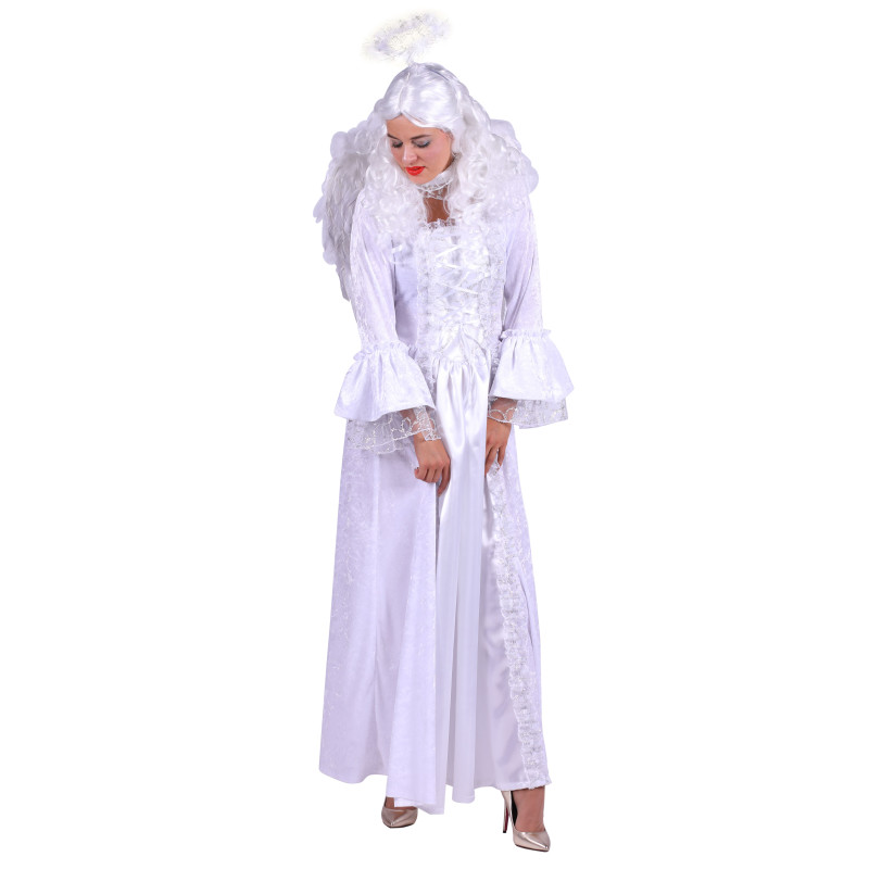 Location robe d'ange luxe longue couleur blanche pour adulte chez Be Happy