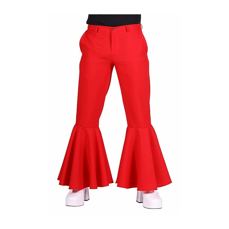 Location pantalon disco rouge, funk année 70 patte d'éléphant homme femme à Be Happy