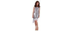 Location robe cabaret disco argentée à paillettes pour adulte chez Be Happy