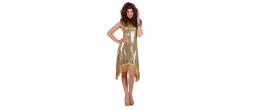 Location robe cabaret disco doré à paillettes pour adulte chez Be Happy