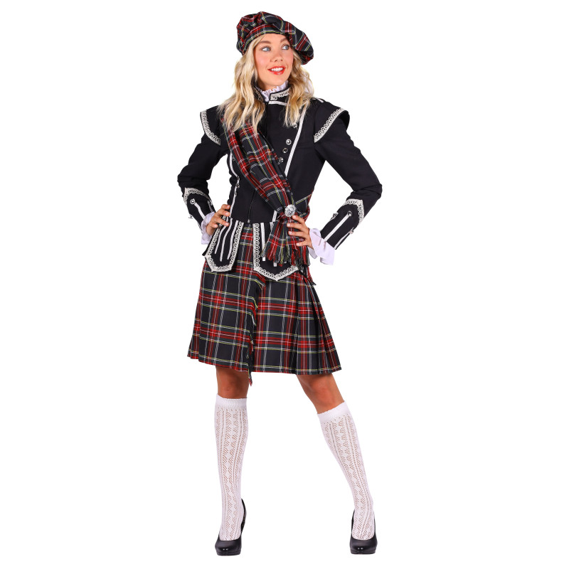 Location déguisement costume traditionnel écossaise courte avec kilt pour femme à Be Happy