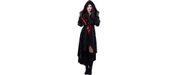 Location robe sorcière luxe noire et rouge pour adulte chez Be Happy