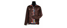 Location veste vintage année 60 hippie marron cuir à franges pour homme chez Be Happy