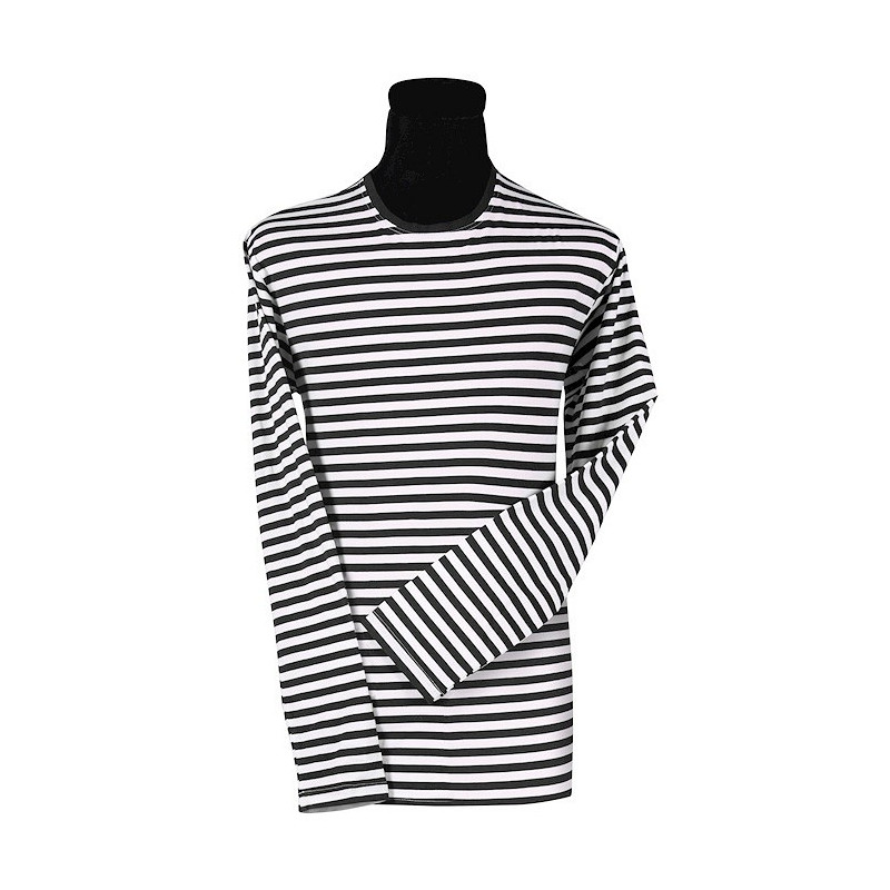 Location t-shirt à rayures noir et blanc manche longue pour adulte chez Be Happy