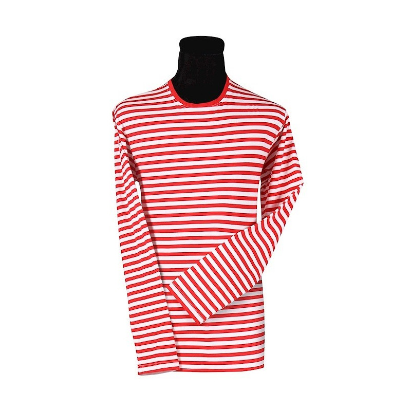 Location t-shirt à rayures rouge et blanc manche longue pour adulte chez Be Happy