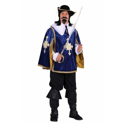 Costume mousquetaire bleu luxe