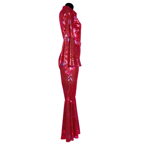 Location déguisement combinaison disco luxe couleur rouge pour adulte chez Be Happy