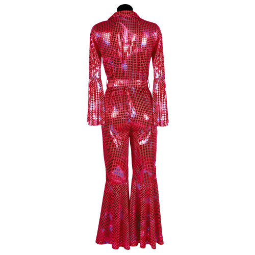 Location déguisement combinaison disco luxe couleur rouge pour adulte chez Be Happy