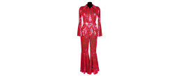 Location déguisement combinaison disco luxe couleur rouge pour adulte chez Be Happy
