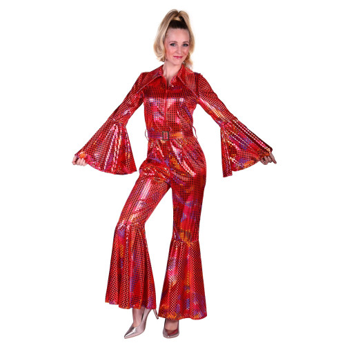 Location déguisement combinaison disco luxe couleur rouge pour adulte chez Be Happy