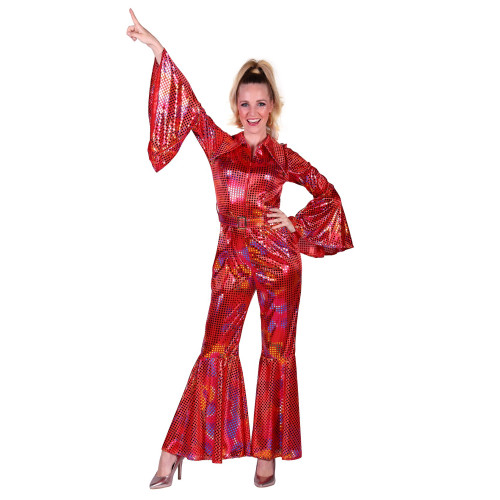 Location déguisement combinaison disco luxe couleur rouge pour adulte chez Be Happy