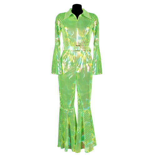 Location déguisement combinaison disco luxe couleur vert pour adulte chez Be Happy