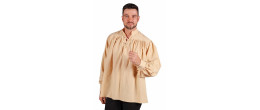 Location chemise à lacet d'époque médiévale, pirate couleur écrue, beige pour homme à Be Happy