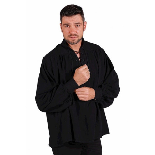 Location chemise à lacet d'époque médiévale, pirate couleur noire pour homme à Be Happy