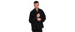 Location chemise à lacet d'époque médiévale, pirate couleur noire pour homme à Be Happy
