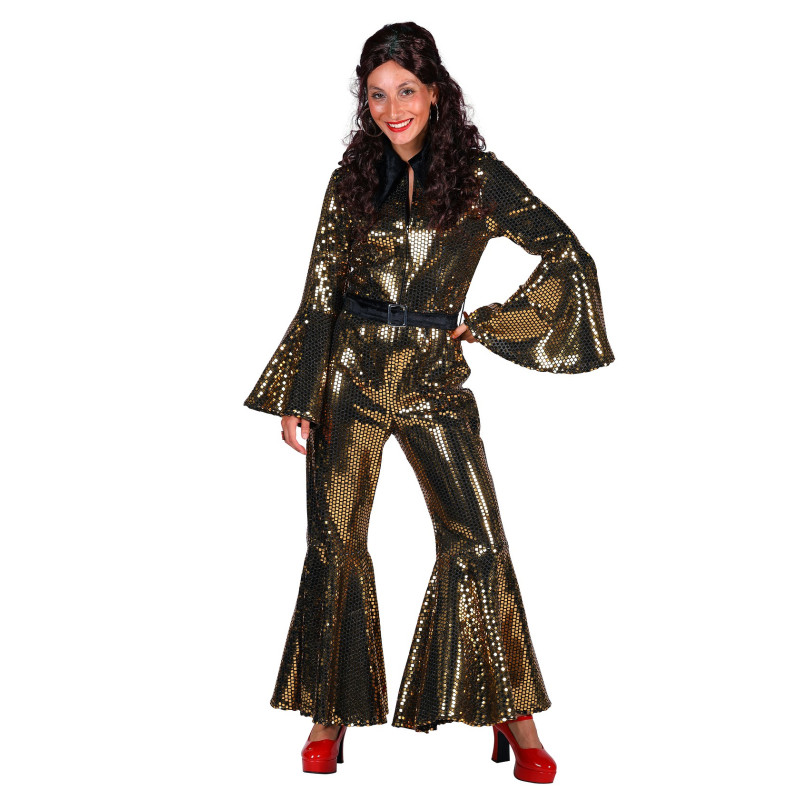 Location déguisement combinaison disco luxe couleur dorée pour adulte chez Be Happy