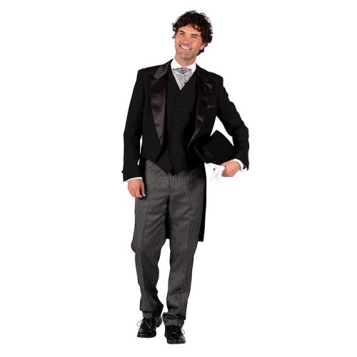 Location pantalon à pince 1900 à rayure noire et grise pour adulte chez Be Happy