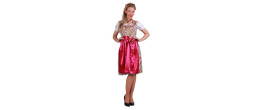 Location robe bavaroise tyrolienne oktoberfest luxe rose pour femme chez Be Happy