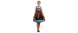 Location robe bavaroise tyrolienne oktoberfest luxe marron turquoise pour femme chez Be Happy