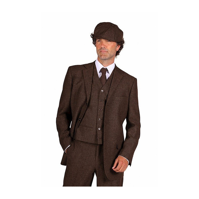 Location costume 1930 homme Peaky Blinders luxe marron brun pour homme chez Be Happy à Paris