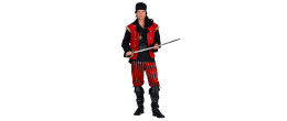 Location costume pirate luxe Nicholas complet couleur rouge pour homme à Be Happy