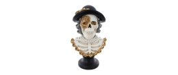 Buste squelette femme doré luxe en résine pour décoration halloween, dia de los muertos en vente à Be Happy
