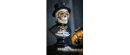 Buste squelette homme doré luxe en résine pour décoration halloween, dia de los muertos en vente à Be Happy