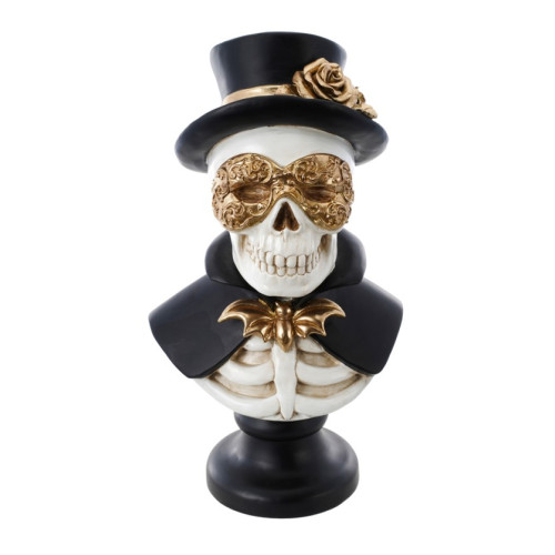 Buste squelette homme doré luxe en résine pour décoration halloween, dia de los muertos en vente à Be Happy