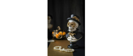 Buste squelette homme doré luxe en résine pour décoration halloween, dia de los muertos en vente à Be Happy