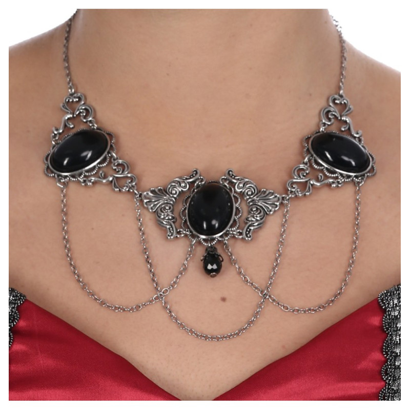 collier ras de cou gothique pierre noire en vente pour adulte chez Be Happy, bijoux gothique médiéval