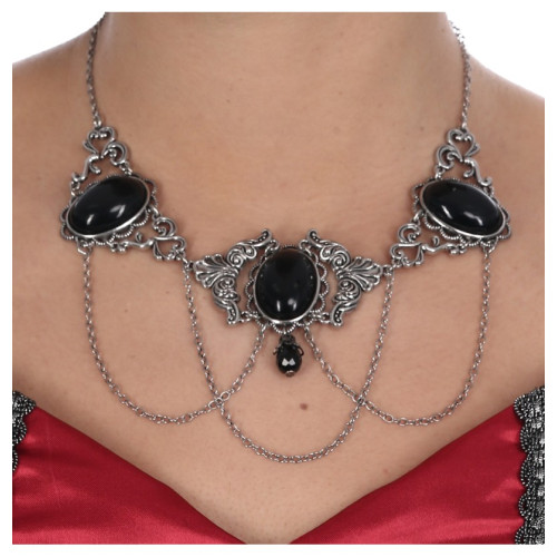 collier ras de cou gothique pierre noire en vente pour adulte chez Be Happy, bijoux gothique médiéval