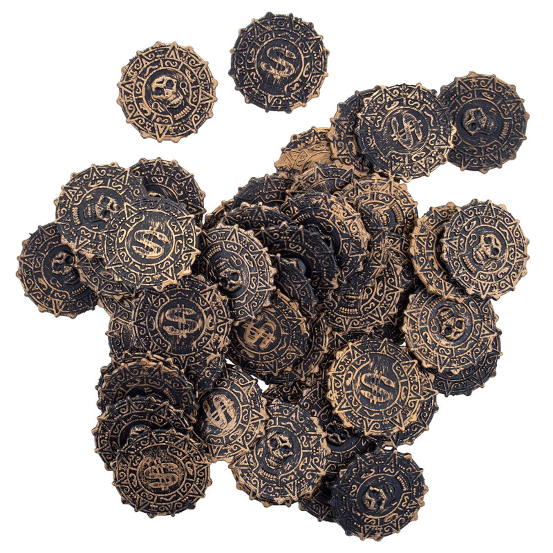 Lot de 50 vieille pièces de monnaie en OR pour déguisement pirate, moyen-âge en vente chez Be Happy