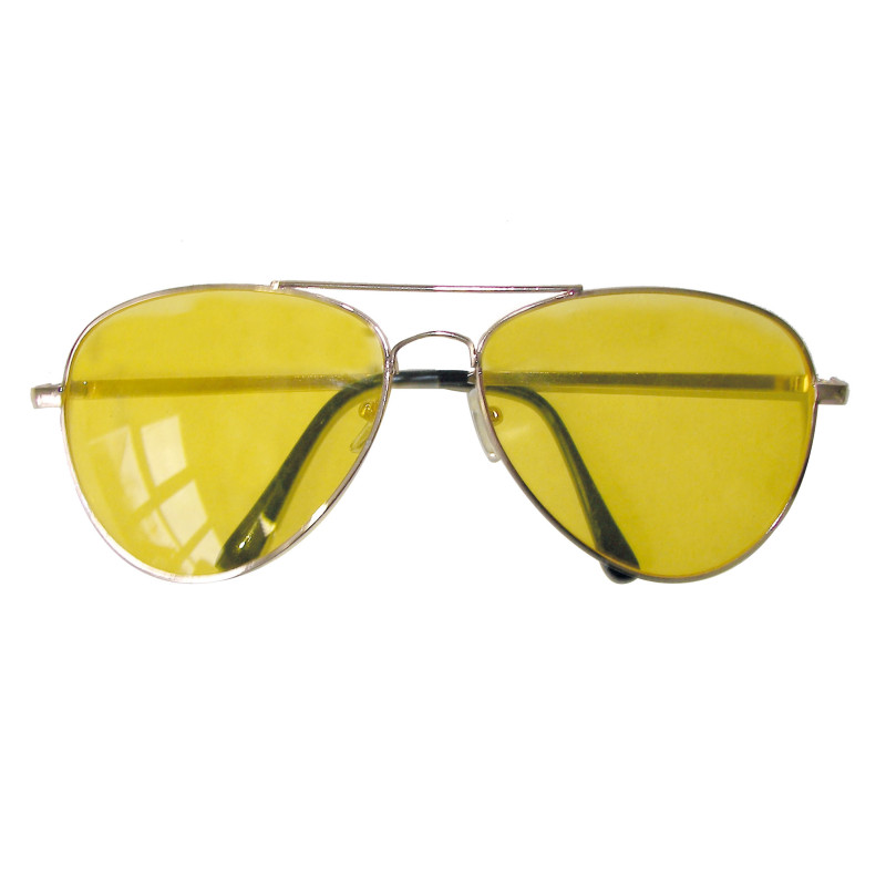 Paire de lunettes jaune funky année 80 pour adulte en vente chez Be Happy à Paris