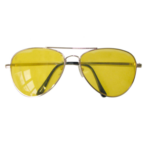 Paire de lunettes jaune funky année 80 pour adulte en vente chez Be Happy à Paris