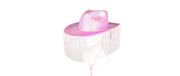 Chapeau de cowboy rose irisé avec franges pour adulte en vente à Paris chez Be Happy