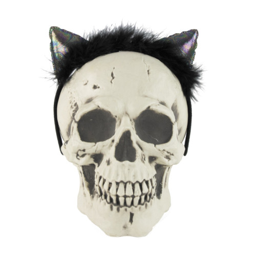 Serre-tête chat noir irisé