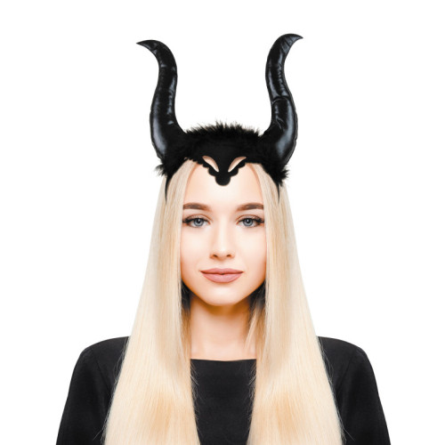Serre tête diable, demon malefique aux cornes noires longue en vente chez Be Happy