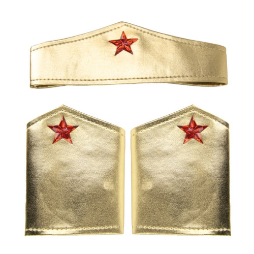 Set héroine wonder woman avec diademe et poignée dorés en vente chez Be Happy