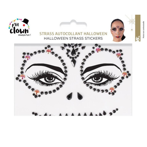 Maquillage strass halloween pour visage dia de los muertos en vente chez Be Happy
