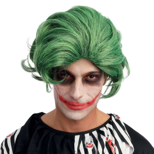 Perruque joker clown couleur verte pour adulte en vente chez Be Happy.